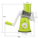 Manual Rotary Vegetable Slicer, Cutter, Chopper with 3 Sharp Stainless Steel Drums