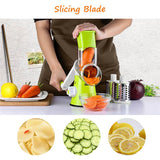 Manual Rotary Vegetable Slicer, Cutter, Chopper with 3 Sharp Stainless Steel Drums