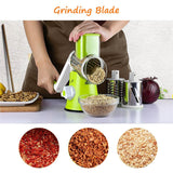 Manual Rotary Vegetable Slicer, Cutter, Chopper with 3 Sharp Stainless Steel Drums