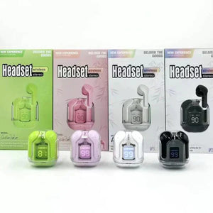 HEAVY BASS Air31 Earbuds Wireless Crystal Transparent Touch Control Bluetooth 5.3