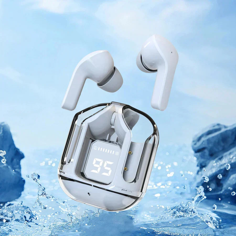 HEAVY BASS Air31 Earbuds Wireless Crystal Transparent Touch Control Bluetooth 5.3